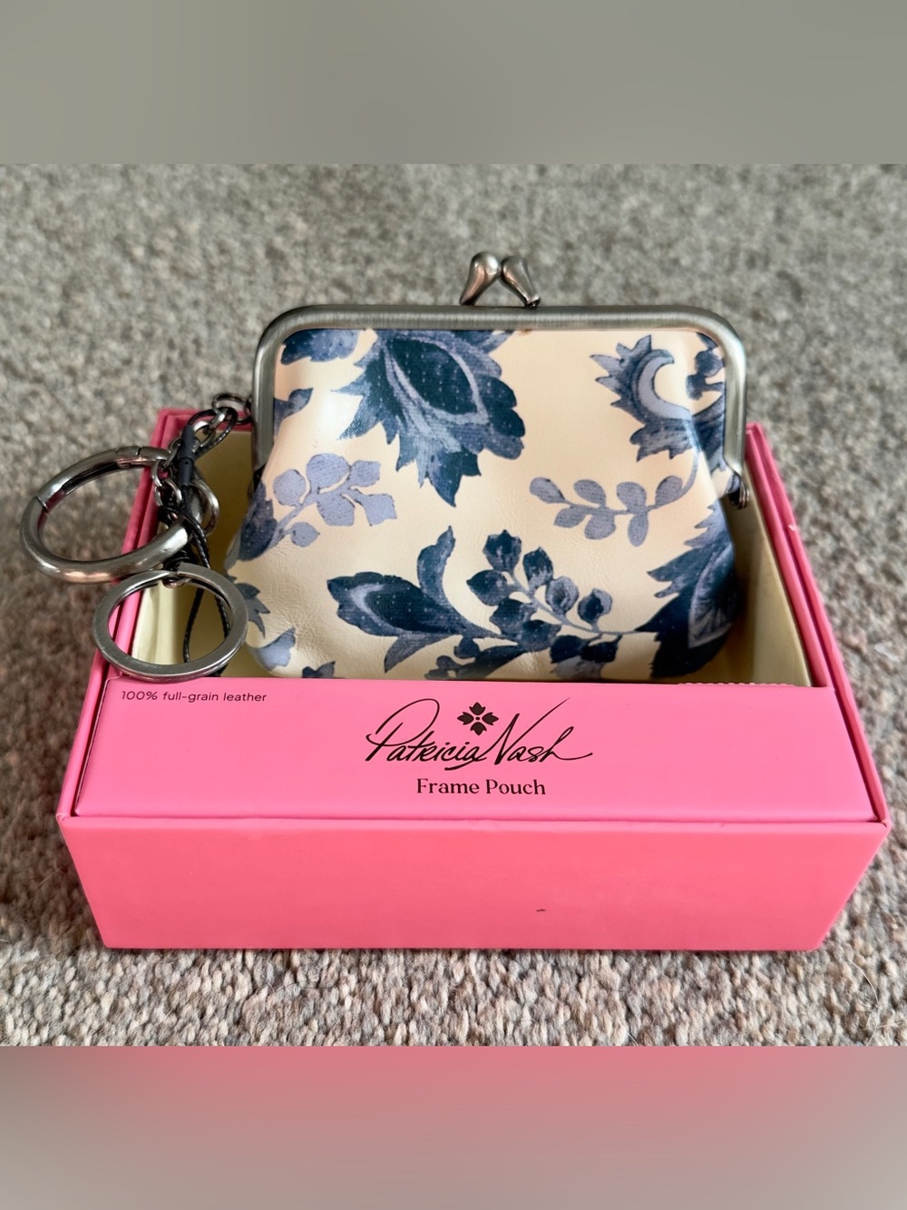 New Patricia Nash Blue Renaissance Revival Frame Pouch Coin Purse Wallet